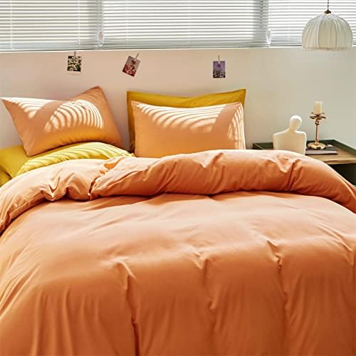Luxlovery Peach Comforter Set King 3 Piece Modern Solid Color Soft Breathable Blanket Quilts Orange Pink Bedding Set - Image 6