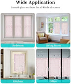 Window Privacy Film Frosted, Blush Pink Botanical Static Cling Door Window Covering, Vintage Florals Geometric Minimalist UV Blocking Windows Film for Office, Hotel, Bedroom, 29.5 x 78.7 Inches - Image 7