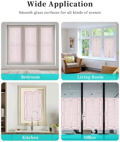 Window Privacy Film Frosted, Blush Pink Botanical Static Cling Door Window Covering, Vintage Florals Geometric Minimalist UV Blocking Windows Film for Office, Hotel, Bedroom, 29.5 x 78.7 Inches - Image 7