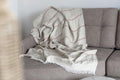 Eden 100% Linen Blanket – Premium European Woven Throw – Extra Large 45x78 in – Multi-Purpose Beach Towel, Sofa Throw, Summer Blanket – Lightweight, Softened, Striped – Made in Europe (Ecru/Brown) by Unknown