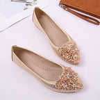 KUNWFNIX Women Ballet Flats Rhinestone Wedding Ballerina Shoes Foldable Sparkly Comfort Slip on Flat Shoes - Image 3