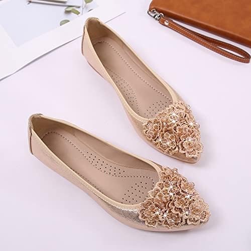 KUNWFNIX Women Ballet Flats Rhinestone Wedding Ballerina Shoes Foldable Sparkly Comfort Slip on Flat Shoes - Image 3