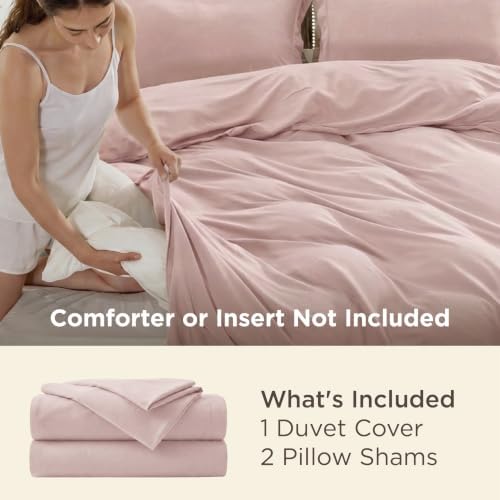 Bedsure Duvet Cover King Size, 3Pcs Double Brushed Bedding Set, Rose Pink - Image 3