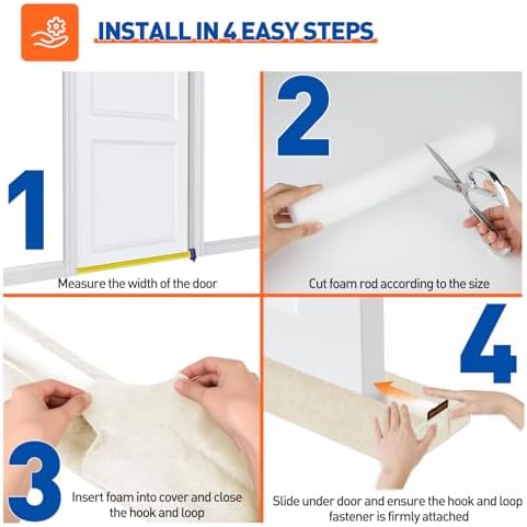 MAGZO Under Door Draft Stopper, 30 Inch Adjustable Door Gap Filler, White - Image 4