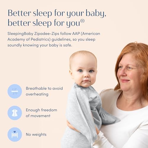 SleepingBaby Zipadee-Zip Transition Swaddle - Cozy Baby Swaddling Blanket with Zipper Convenience - Roomy Wearable Blanket for Easy Diaper Changes - 6-12 Month - Recharge Silver Heather - Image 6