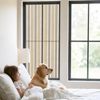 Window Privacy Film Frosted, Beige Striped Static Cling Door Window Covering, Modern Farmhouse Vertical Stripes UV Blocking Windows Film for Office, Hotel, Bedroom, 29.5 x 78.7 Inches - Image 2