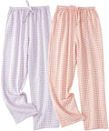 STMAHER 2 Pack Women's Cotton Pajama Bottoms Lightweight Sleep & Lounge Pants Plaid Sleepwear Long Pj Pants by STMAHER