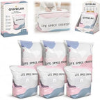 No-Pump Vacuum Storage Bags, Large Press & Seal Compression Bag, Reusable 3D Space Saver Organizer Bags Without Pump for Clothes, Bedding, Blankets, Travel, Closet Storage(3set,M+L) by Unknown