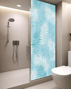 Window Privacy Film Frosted, Blue Botanical Static Cling Door Window Covering, Summer Palm Leaves Foliage Tropical UV Blocking Windows Film for Office, Hotel, Bedroom, 29.5 x 78.7 Inches - Image 3