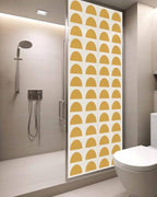 Window Privacy Film Frosted, Yellow Boho Static Cling Door Window Covering, Middle Century Geometric Abstract Art UV Blocking Windows Film for Office, Hotel, Bedroom, 29.5 x 78.7 Inches - Image 3
