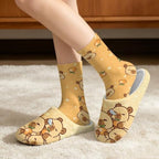 Womens Fuzzy Slipper with Socks Warm Cozy House Slipper and Socks Set Plush Winter Shoes for Indoor - Image 2
