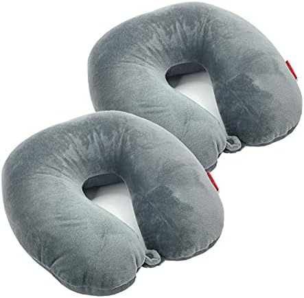 Bookishbunny 2pks U Shape Microbead Travel Neck Pillows Neck Head Support Airplane Bus Train Car Traveling Driving (Gray) by Bookishbunny