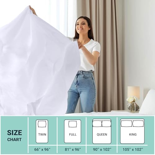 ZPECC King Flat Sheets Only White 4 Pack, Color-Coded Hem Threads - Image 5