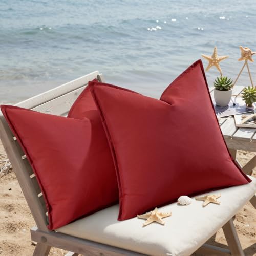 decorUhome Outdoor Waterproof Faux Linen Throw Pillow Covers 22x22 Set of 2 - Image 7