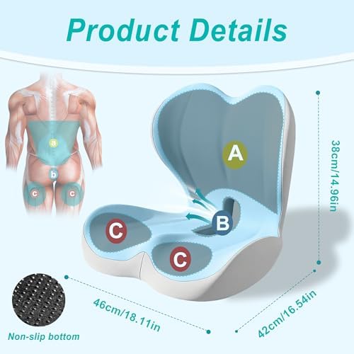 Seat Cushion for Office Chair, Ergonomic Cushion with Lumbar Support Pillow - Image 2
