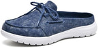 Buyrew Mules for Women with Arch Support - Lightweight Washed Cotton Sneaker Mules - Breathable Walking Flats, Comfortable Slip On Shoes for Business Casual, Office, Travel by Buyrew