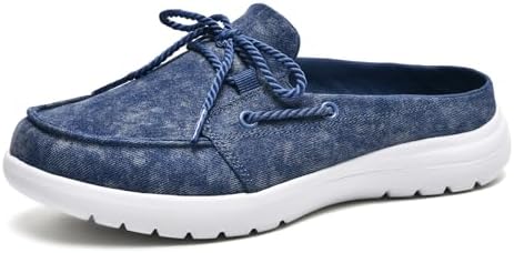 Buyrew Mules for Women with Arch Support - Lightweight Washed Cotton Sneaker Mules - Breathable Walking Flats, Comfortable Slip On Shoes for Business Casual, Office, Travel by Buyrew