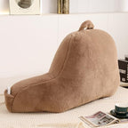 Soft Reading Pillow for Bed with Arms,Middle,Khaki,Faux Fur - Image 6