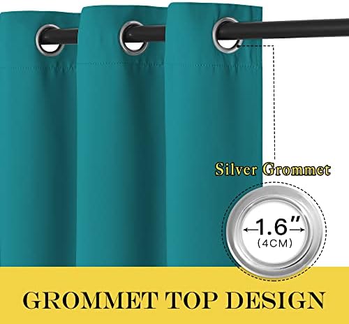 NICETOWN Blackout Sliding Glass Door Curtain - Grommet Thermal Insulated Patio Door Drape Extra Wide Room Darkening Voice Reducing for French Door (Peacock Teal, W100 x L84, 1 Piece) - Image 3