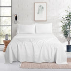 Mocassi King Size 4-Piece Bed Sheet Set - 1800 Premium Hotel Quality Microfiber 18-24 Inches Extra Deep Pocket Fitted Sheet- Luxury Soft, Breathable, Wrinkle, and Fade Resistant, White - Image 2