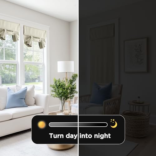 RYB HOME 2 Panels 100% Blackout French Door Curtains Set of 2 - W26 x L69, Natural - No Drill Door Window Curtains Thermal Insulated Privacy Assured Shades for Front Entrance - Image 6