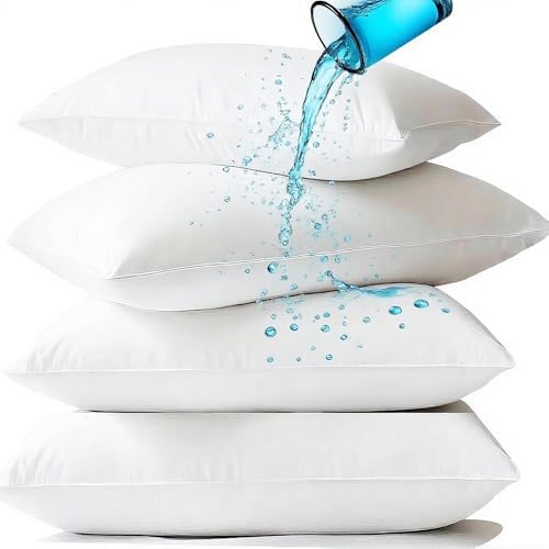 Waterproof Pillow Protectors Standard 20x26 Inches 8 Pack with Zipper Fully Sealed Dust Moisture Sweat Proof Pillow Case Cover Protector Soft White (8 Pack, Standard 20x26) by SHERCTN