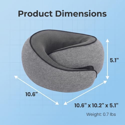 Travel Neck Pillow Memory Foam with 360° Neck Support, Gray - Image 4