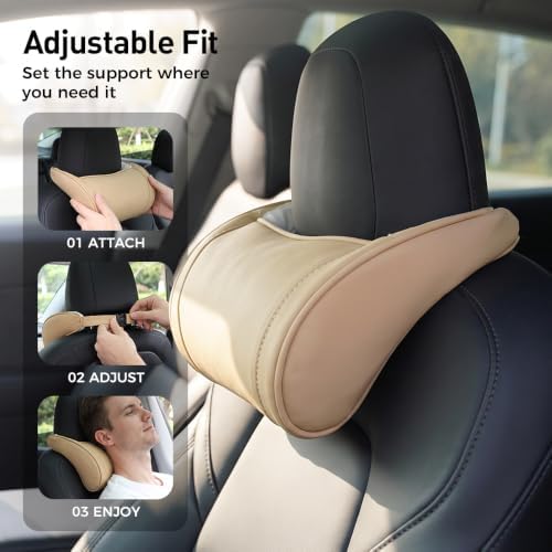 Universal Memory Foam Car Headrest Neck Pillow, White, 2 - Image 5