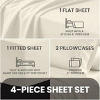 Pizuna 100% Cotton Queen Sheet Set 600 Thread Count New Ivory - Image 4