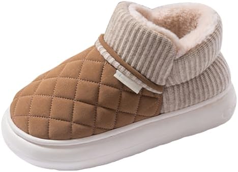 Women's Slip On Ankle Boot Slippers 2026, Closed Toe Winter Design: Diamond Quilted Upper - Ribbed Foldover Cuff | Plush Fleece Lining Thick Platform Outsole/Indoor Outdoor Lounge Travel Wear by Unknown