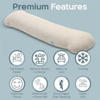 SleepCloud Weighted Body Pillow 6.5lbs, Cooling Tencel Cover, 41” x 10” - Image 3