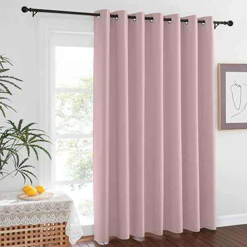 NICETOWN Baby Pink Curtains for Nursery, Sliding Glass Door Grommet Thermal Insulated Blackout Curtain Room Divider Sound Reducing Window Treatment for Kids Room/Bedroom, 1 Panel, W100 x L84 by NICETOWN