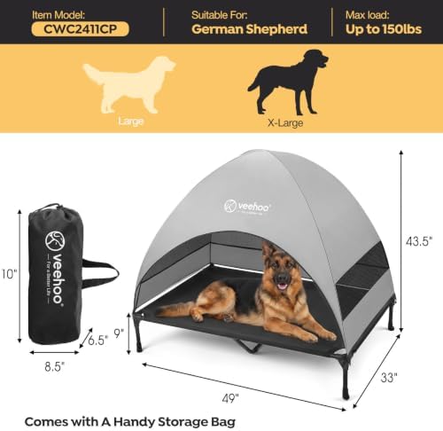 Veehoo Outdoor Dog Bed with Canopy, Cooling Elevated Dog Shade for Outside - Image 4