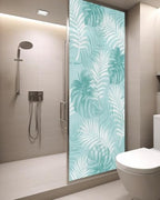 Window Privacy Film Frosted, Teal Green Palm Trees Tropical Static Cling Door Window Covering, Summer Beach Botanical UV Blocking Windows Film for Office, Hotel, Bedroom, 29.5 x 78.7 Inches - Image 3