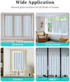 Window Privacy Film Frosted, Light Blue Striped Non-Adhesive Static Cling Window Tint, Minimalist Vertical Stripes Insulated Windows Frosted Films for Living Room, 35.4 x 78.7 Inches - Image 7