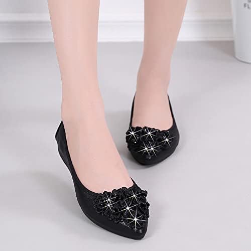 KUNWFNIX Women Ballet Flats Rhinestone Wedding Ballerina Shoes Foldable Sparkly Comfort Slip on Flat Shoes - Image 4