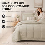 CozyLux Queen Comforter Set Oatmeal - 7 Pieces Bed in a Bag - Image 4
