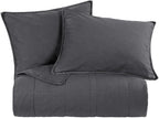 HiEnd Accents Stonewashed Cotton 3 Piece Queen Charcoal Coverlet Set - Image 2