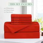 Elegant Comfort Luxury Soft 6-Piece 1500 Premium Hotel Quality Bed Sheet Set with Extra Deep Pockets 18-24 Inch, Wrinkle Free, Storage Pockets, Extra Deep Pocket 6PC Sheets, Cal King, Red - Image 3
