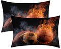 Basketball Pillowcases Queen Size Set of 2 - Football Soccer Pillow Cases with Envelope Closure, Boys Balls Sports Decorative Pillow Covers for Bed Couch, Soft Breathable Microfiber by Unknown