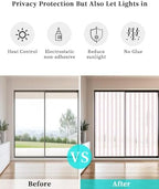 Window Privacy Film Frosted, Pink Lines Static Cling Door Window Covering, Modern Vertical Striped Vintage Minimalist UV Blocking Windows Film for Office, Hotel, Bedroom, 29.5 x 78.7 Inches - Image 6