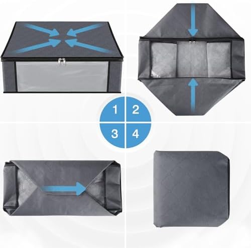HomeHacks 8-Pack Clothes Organizer Storage Bags, 35L Storage Bins, Gray - Image 7