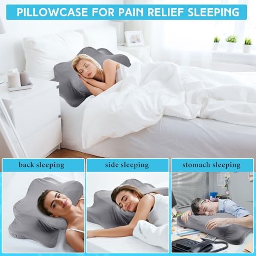 Hahafelt 2 Pcs Cooling Cervical Pillowcase, Dark Gray, Queen Size - Image 6