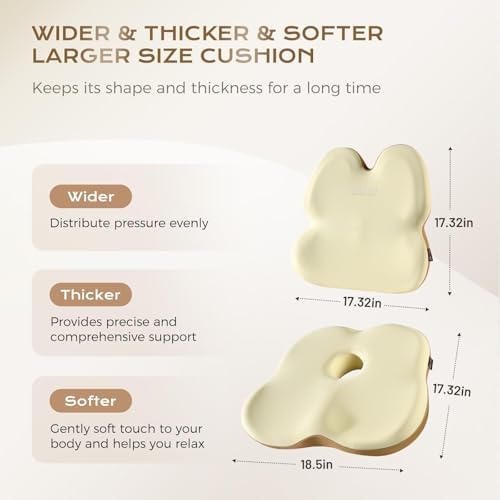 Coverado Lumbar Support Pillow and Seat Cushions for Office Chairs, Memory Foam Orthopedic Coccyx Cushion for Tailbone Pain Cushion Pillow & Back Pain Pressure Relief Seat Cushion Coffee&Beige - Image 2