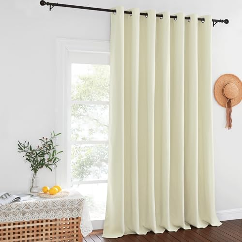 NICETOWN Sliding Door Curtains 108 inches Long for Bedroom, Blackout Patio Door Thermal Curtains Privacy Room Divider Window Treatment for Bedroom/Living Room (1 Panel, Beige, W100 x L108) - Image 2