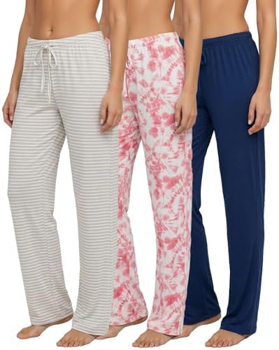 3 Pack Women's Pajama Pants Soft Lounge PJ Bottoms Comfy Sleepwear Pijamas by RealEssentials