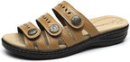 Women's Comfort Leather Slides Lightweight Flat Sandals Cute Slip On Casual Walking Slippers - Image 2