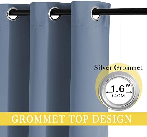 NICETOWN Patio Door Curtain for Sliding Glass Door, Thermal Insulated Blackout Curtain Drape for Living Room/Kitchen/Bedroom (Stone Blue, 1 Panel, 80 x 84 inch) - Image 4