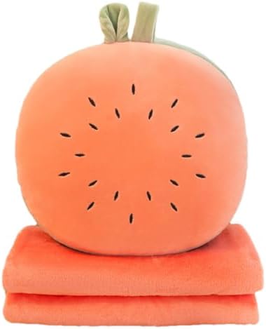 Fruit Travel Blanket and Pillow Set, 3 in 1 Plush Pillow with Warm Hands Pillow Blanket, Children's Gift Travel Airplane Train Office Nap (D) by Unknown