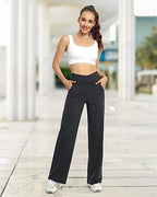 G4Free EverGoing Wide Leg Yoga Pants for Women Crossover Waist with Pockets - Image 2